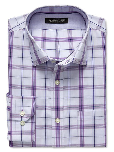 Tailored slim fit non-iron plaid shirt